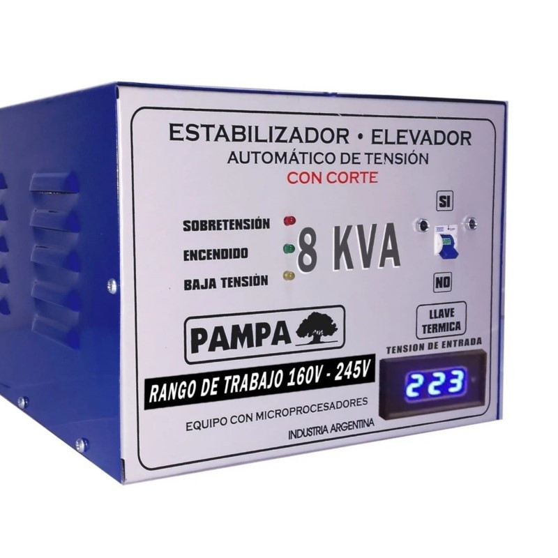 Elevador de tensión PAMPA automático 8KVA 140 245V