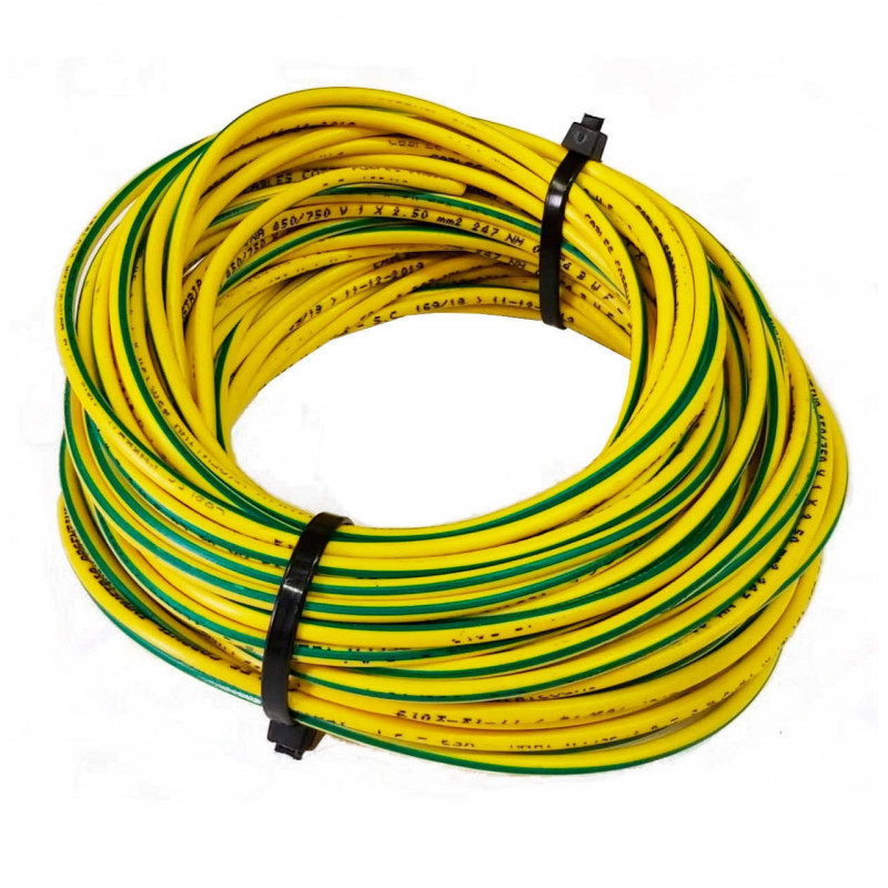 Cable Unipolar 2,5mm2 verde amarillo rollo 3 Metros