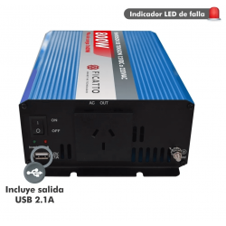 Inversor de tensión FICATTO INV12800W 800W 12V 220V USB 2.1A