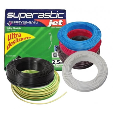 Rollo de cable unipolar PRYSMIAN SUPERASTIC JET 2,5mm2 100 metros norma IRAM 2183-NM247-3