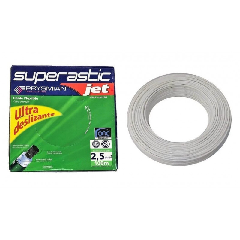 Rollo de cable unipolar PRYSMIAN SUPERASTIC JET 2,5mm2 100 metros norma IRAM 2183-NM247-3