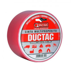 Cinta multipropósito TACSA DUCTAC 48mm por 9 metros rojo