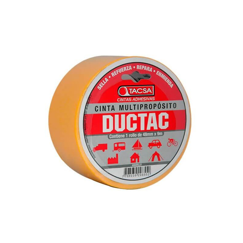 Cinta multipropósito TACSA DUCTAC 48mm por 9 metros amarilla