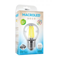 Lámpara led MACROLED gota filamento E27 4W 480lm 6000K luz fría