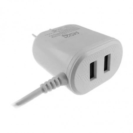 Cargador PRO21 USB-C + 2 USB 3.1A blanco con cable