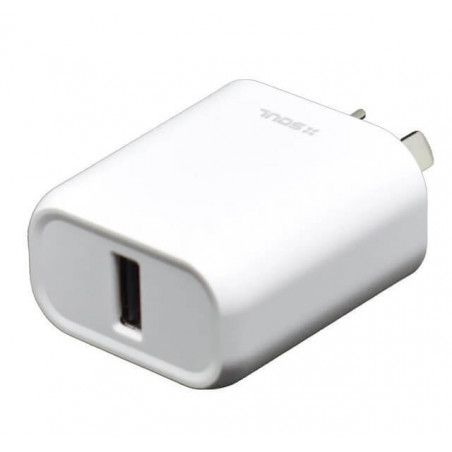 Cargador SOUL DUAL tipo viajero USB  + cable lightning iphone USB blanco