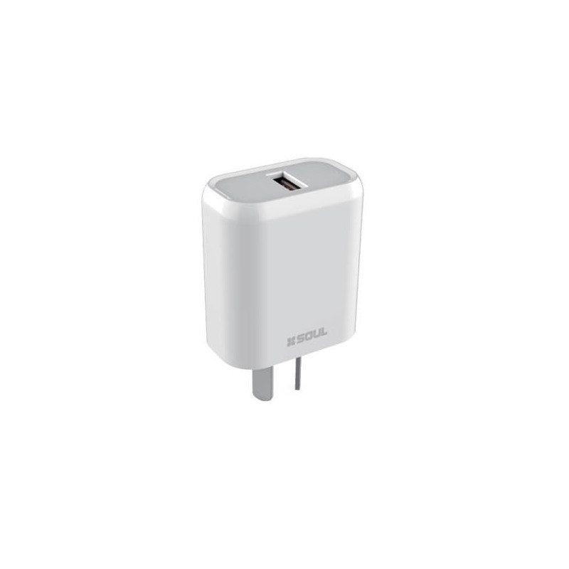 Cargador viajero SOUL USB-C 2.4A blanco con cable