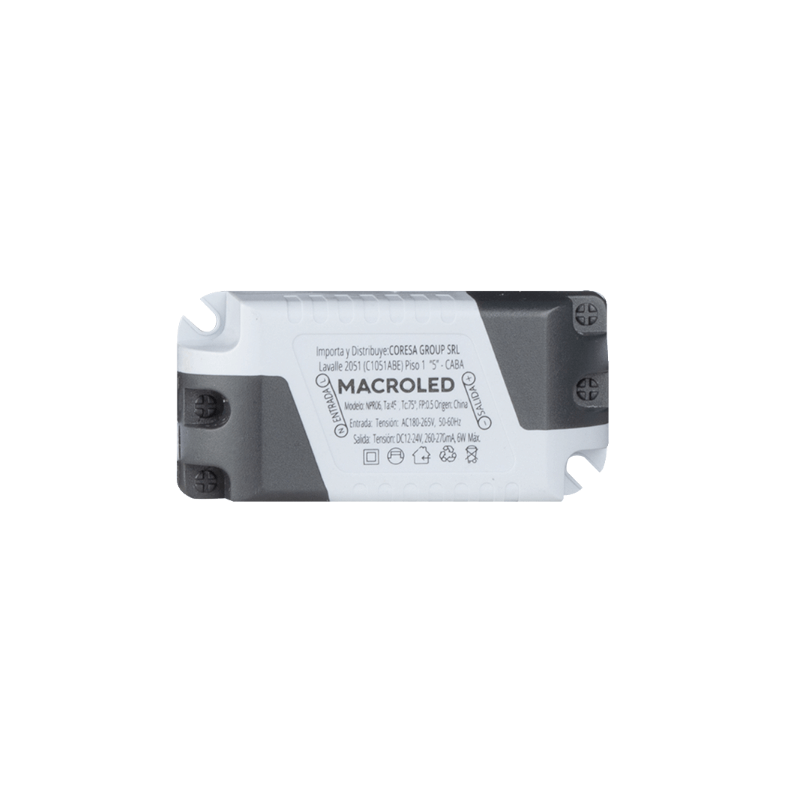 Driver para panel embutido MACROLED PEC06DR 6W 180-265V 12-24V