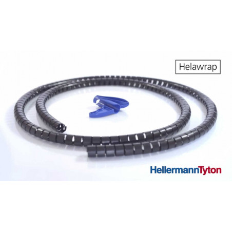 Cinta helicoidal HELLERMANN TYTON HELAWRAP 25mm negro por metros