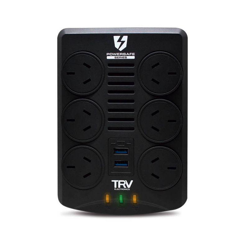 Estabilizador TRV POWERSAFE USB 1000VA 220V 6 tomacorriente con retardo de conexión