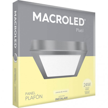 Plafón led MACROLED cuadrado 24W 2160lm 3000K luz cálida