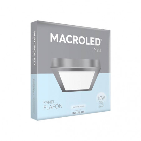 Plafón led MACROLED cuadrado 18W 1620lm 6000K luz fría