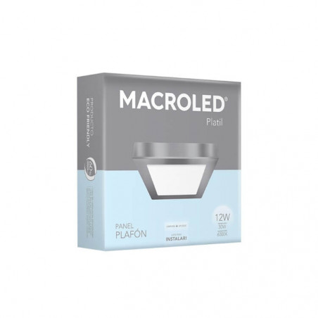 Plafón led MACROLED cuadrado 12W 1080lm 6000K luz fría