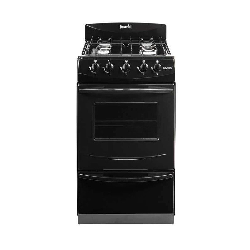 Cocina ESCORIAL CANDOR BLACK gas licuado 4 hornallas negro