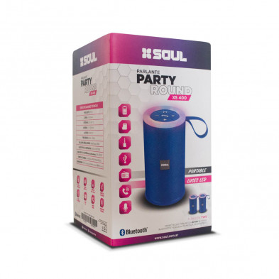 Parlante bluetooth SOUL PARTY ROUND XS 400 portátil negro