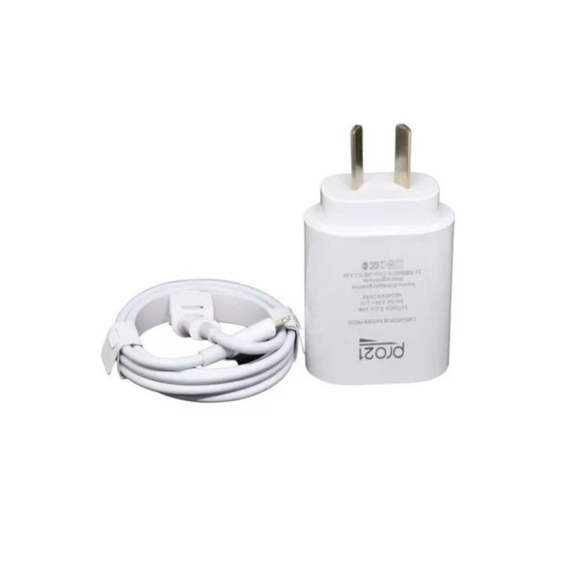 Cargador viajero PRO21 USB-C 20w blanco con cable