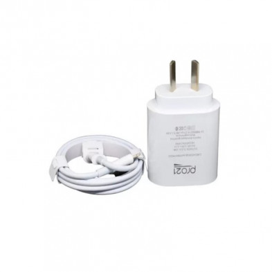 Cargador viajero PRO21 USB-C 20w blanco con cable