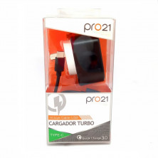 Cargador Viajero PRO21 USB USB-C 18W negro con cable