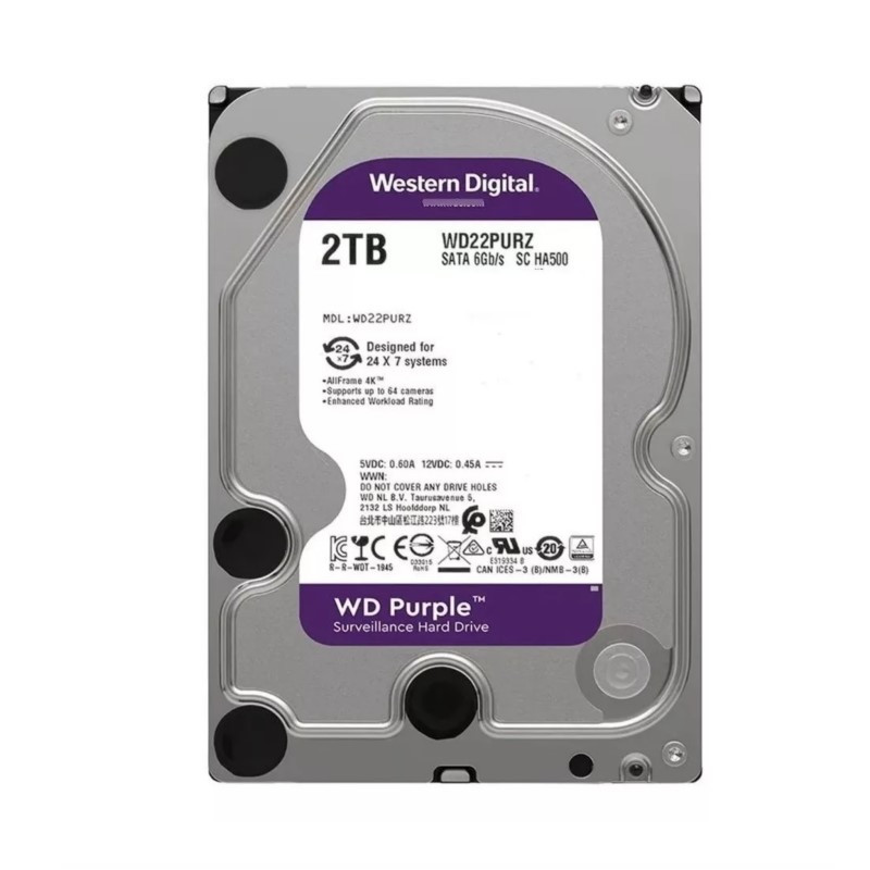 Disco rígido HDD WESTERN DIGITAL Purple 2TB SATA 3.5''