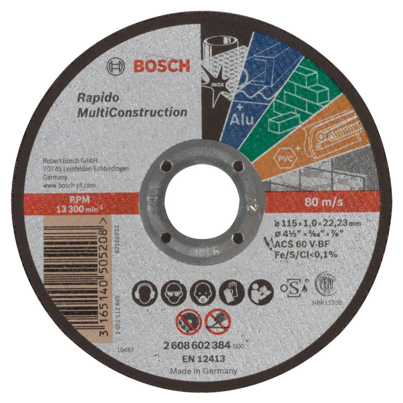 Disco de corte rápido BOSCH MULTICONSTRUCTION 115mm