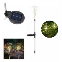 Kit estaca solar ETHEOS fuegos artificiales IP65 2x1.2W 3000K luz cálida