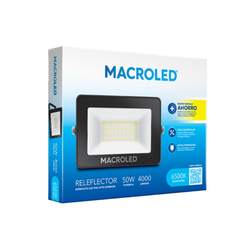 Reflector led MACROLED IP65 50W 4000lm 3000K luz cálida