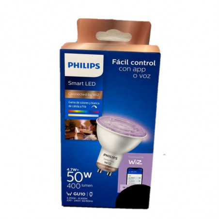 Lámpara led PHILIPS SMART dicroica GU10 240v 4.7W Wifi bluetooth RGB