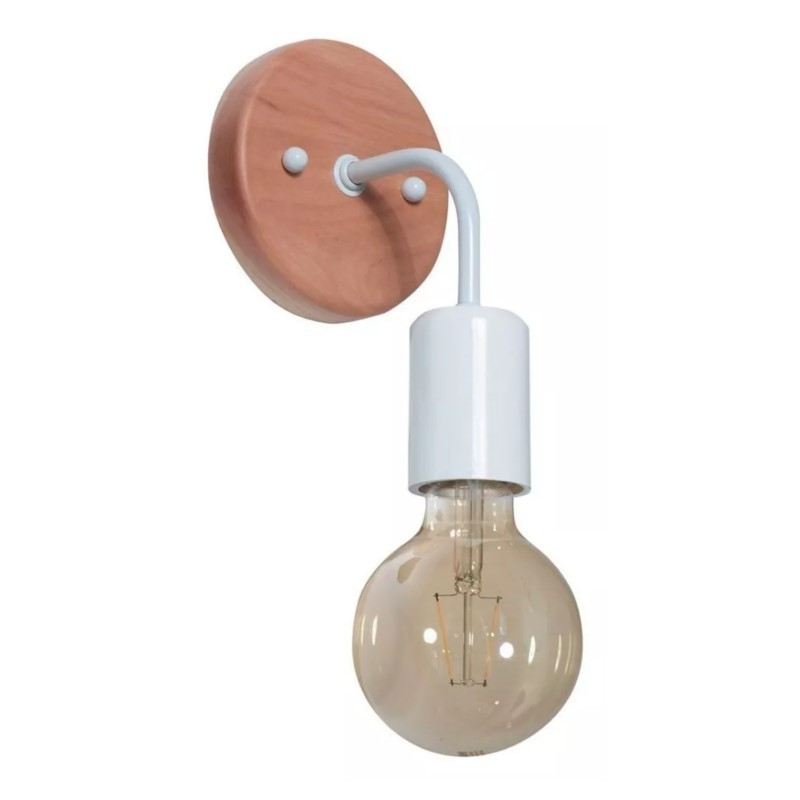 Aplique CARILUX para 1 luz E27 madera paraiso con metal blanco