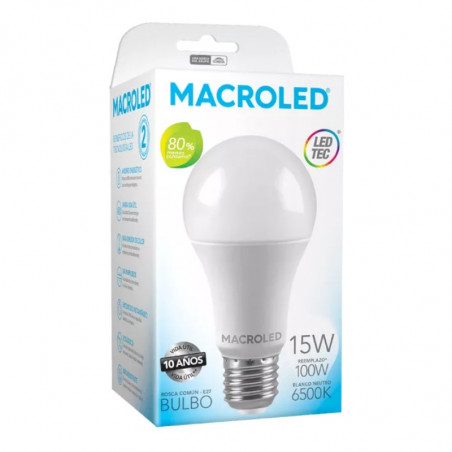 Lámpara led MACROLED bulbo A60 E27 14.5W 220v 6500K luz fría