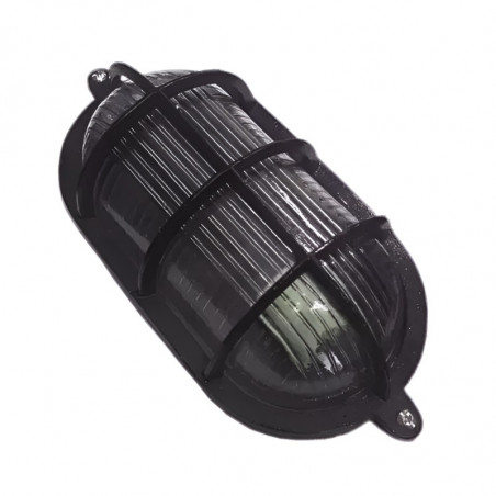 Tortuga ovalada para 1 luz E27 aluminio negro