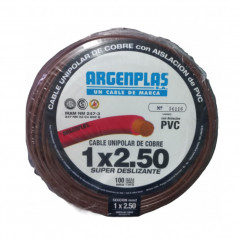 Cable unipolar ARGENPLAS 2,5mm2 marrón IRAM 2183-NM247-