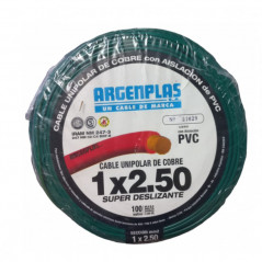 Cable unipolar ARGENPLAS 2,5mm2 verde amarillo IRAM 2183-NM247-3