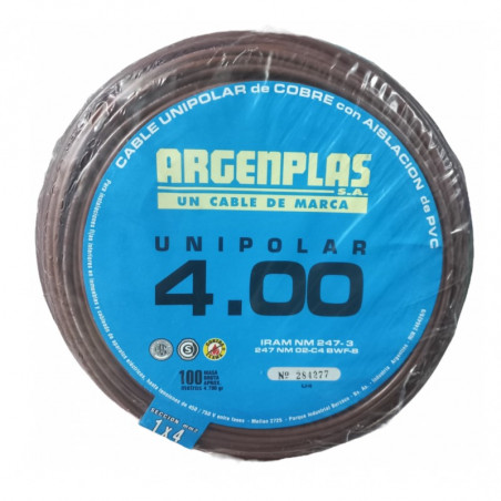 Cable unipolar ARGENPLAS 4mm2 marrón IRAM 2183-NM247-3