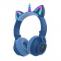 Auricular bluetooth con orejas de gato y luces led