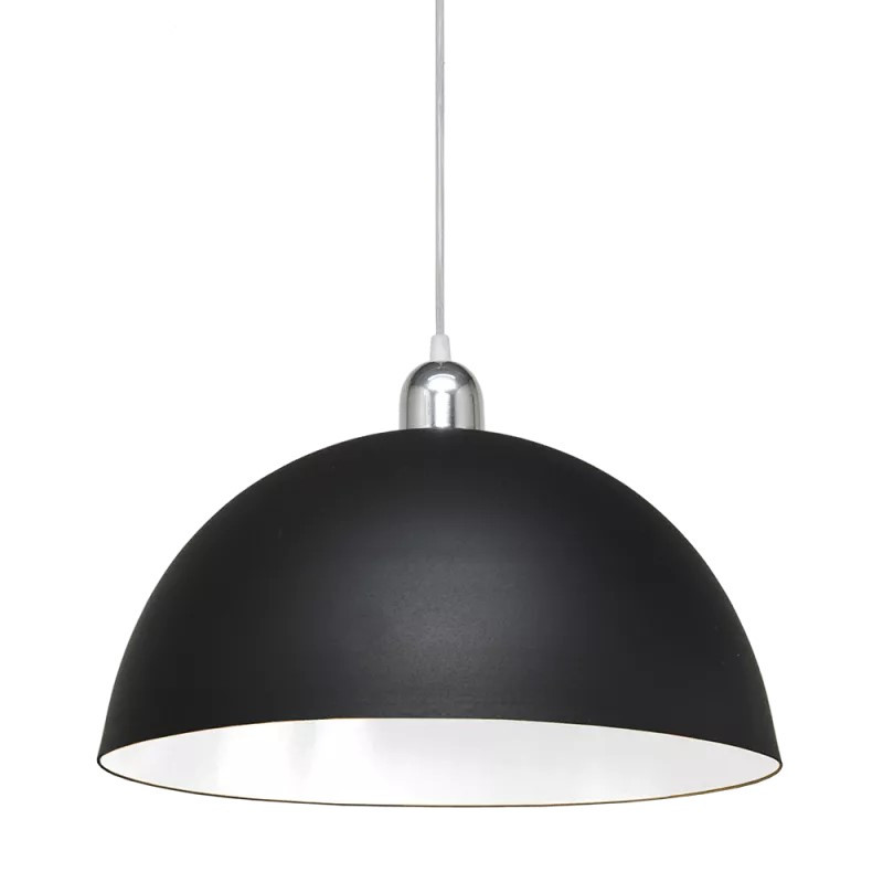 Colgante CIVAL GEO para 1 luz E27 chapa negro interior blanco