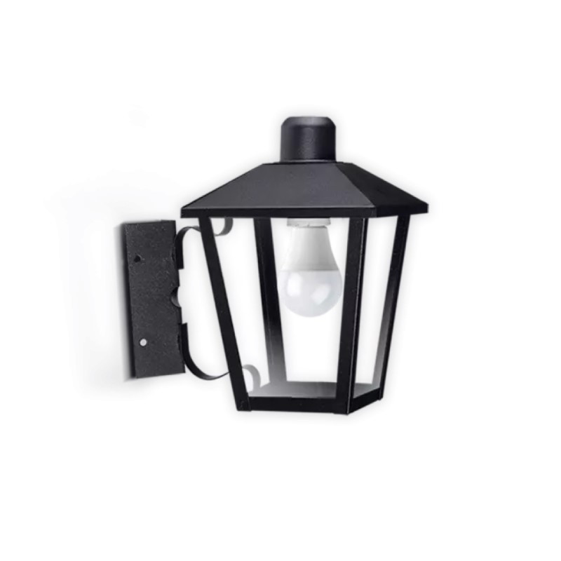 Farol SAN JUSTO TRAPEZOIDAL con fijación esquinero para 1 luz E27 negro