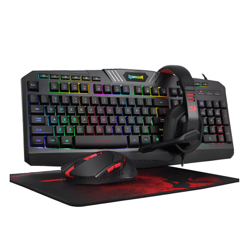 Combo gamer REDRAGON S101-BA-2 teclado + mouse + pad + auriculares