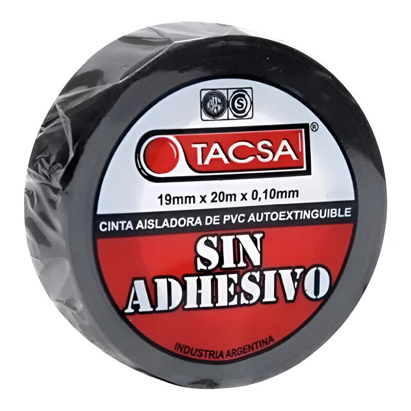 Cinta aisladora TACSA pvc sin adhesivo 19mm por 20 metros