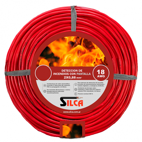 Cable para incendio SILCA 2x.088mm2 rojo por metro