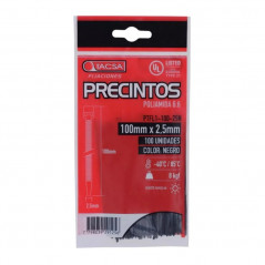 Precinto TACSA 100x2.5mm negro soporta 8kg por 100 unidades