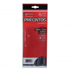 Precinto TACSA 180x3.5mm negro soporta 18kg por 100 unidades