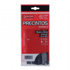 Precinto TACSA 150x3.6mm negro soporta 18kg por 100 unidades