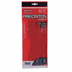 Precinto TACSA 250x4.6mm negro soporta 23kg por 100 unidades