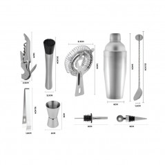 Kit bartender GADNIC BARSET03 coctelera 12 piezas acero inoxidable