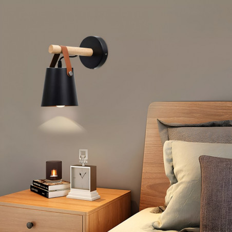 Aplique CARILUX MILENNIAL para 1 luz E27 madera natural y chapa negro