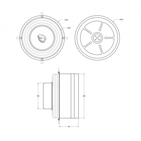 Extractor semi industrial EDISON 20cm caudal 600 m3/h con rejilla