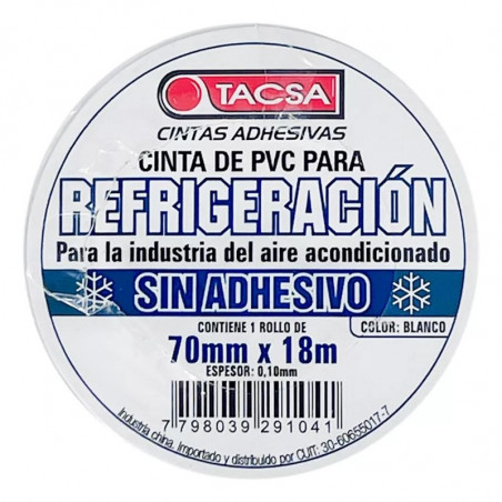 Cinta refrigeración TACSA pvc 70mm por 18 metros sin adhesivo