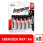 Pila ENERGIZER MAX E91 chica AA 1.5V x8 unidades