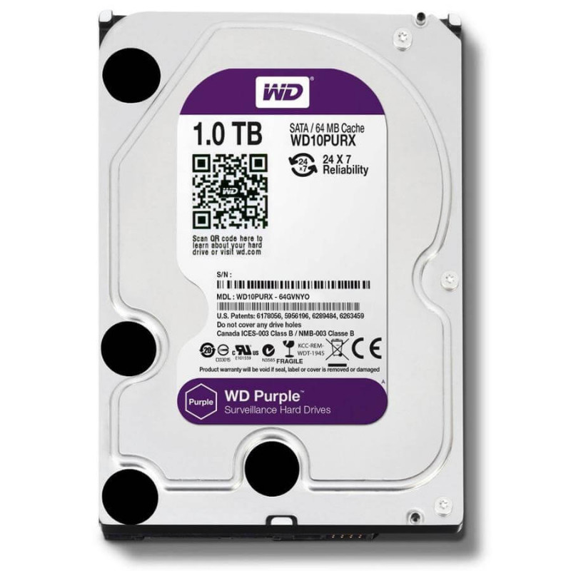 Disco rígido HDD WESTERN DIGITAL PURPLE 1TB Sata III 3.5''